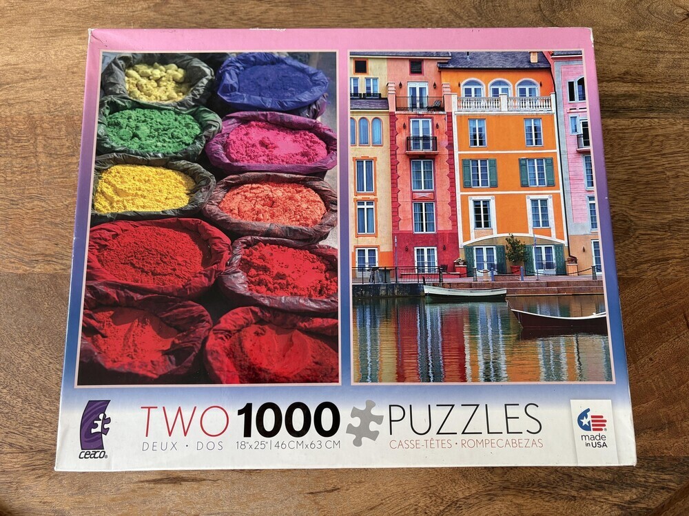 Ceaco Two 1000 Piece Puzzles Color Powders & Canal Houses USA Multi-Color 2013